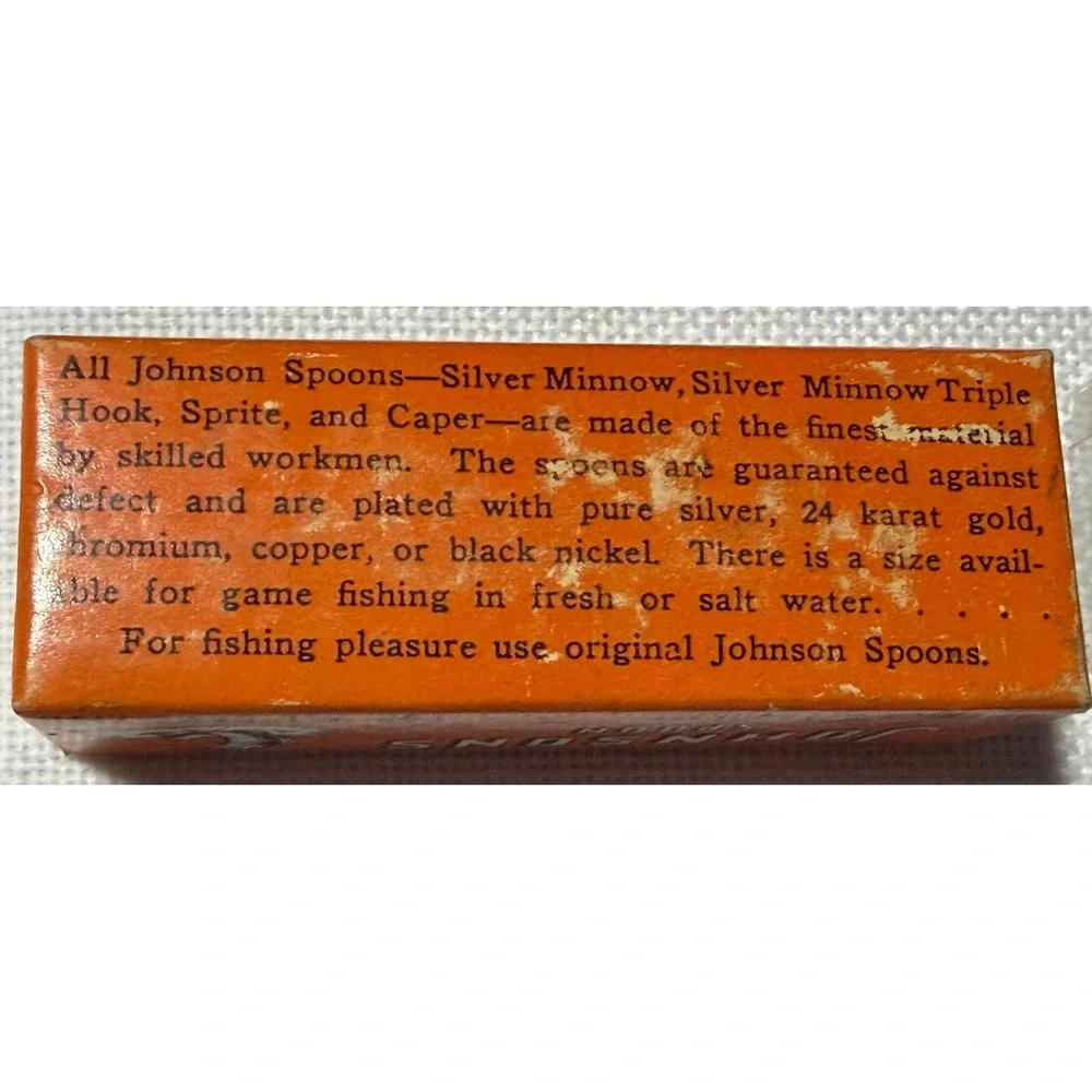 VTG Johnson's Silver Minnow Spoon Fishing Lure Black Nickel Weedless with Box